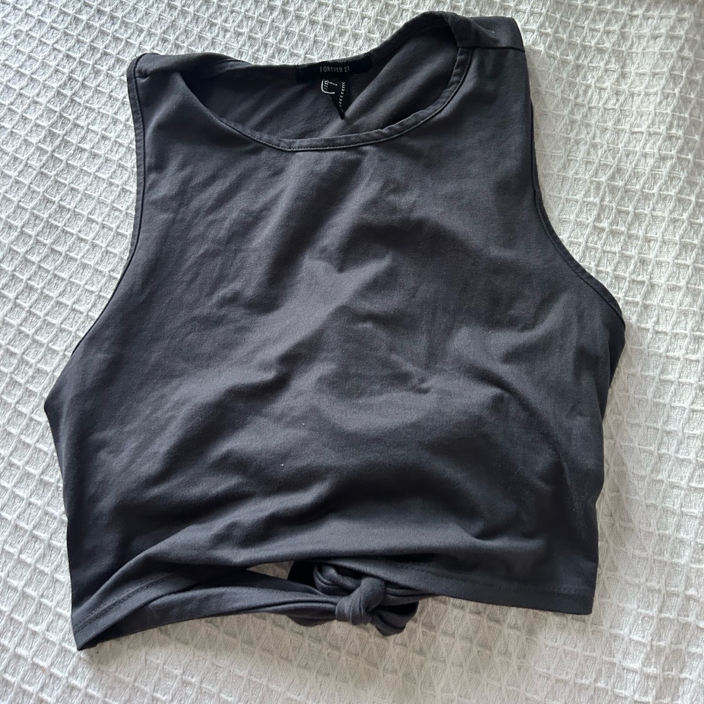 Forever 21 Dark Grey Open Back Crop Top